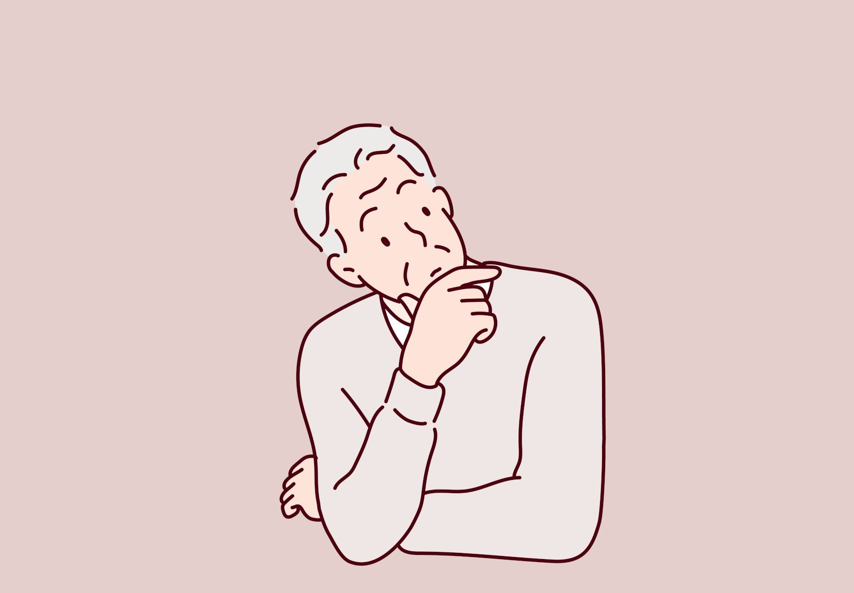 Illustration, hvor en person ser ud til at gruble dybt
